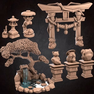 Japanese Temple Garden Set | Japanese Bullet Town - Bite the Bullet | D&D | TTRPG | High-Resolution Resin