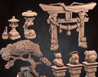 Japanese Temple Garden Set | Japanese Bullet Town - Bite the Bullet | D&D | TTRPG | High-Resolution Resin