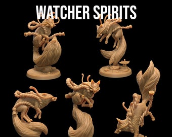 Watcher Spirits, Foxes | Masters of the Elements - Dragon Trappers Lodge | D&D | TTRPG | High-Resolution Resin