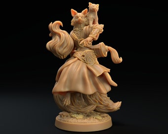 Kitsune Spellcaster / Logia Yokai - Logia del Trampero de Dragones / D&D / TTRPG / Resina de alta resolución