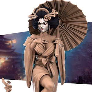Higanbana, the Geisha | Japanese Bullet Town - Bite the Bullet | D&D | TTRPG | High-Resolution Resin