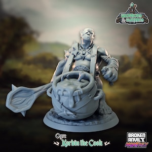Korbin el Ogro Cocinero / Guerreros y Madrigueras - Broken Anvil Miniatures / D&D / TTRPG / Resina de alta resolución