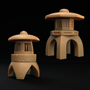 Stone Lanterns | Set of 2 | Yokai Lodge - Dragon Trapper's Lodge | D&D | TTRPG | High-Resolution Resin