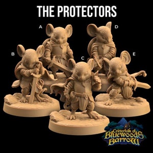 Musfolkets Riddare Beskyddare | Critterfolk av Bluewoods Barrows - Drakfångarens Stuga | D&D | TTRPG | Högupplöst Resin