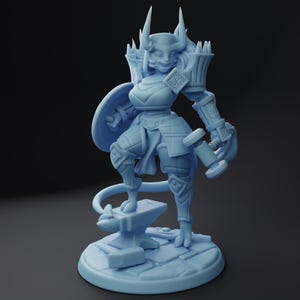 Dahlia, die Tielfing Schmiedeklerikerin | Zwillingsgöttin Miniaturen | D&D | TTPR | Hochauflösendes Gießharz