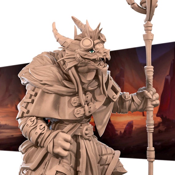 Dragonborn Warlock Wizard Mage Dragon - Bite The Bullet Fantasy D&D Miniature