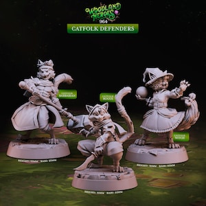 Catfolk Defenders | Woodland Heroes - Cast n Play | D&D | TTRPG | High-Resolution Resin
