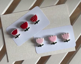 Handmade refrigerator magnets | Tulip flower 3-piece set | Magnet | Gift | Gift decoration | Gift wrapping | Souvenir | Magnetic board
