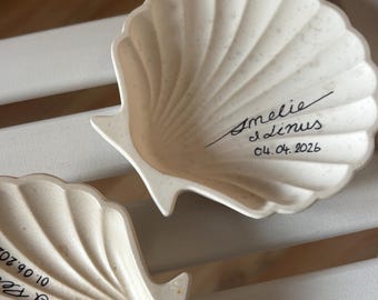 Personalized seashell | Jewelry dish | Engagement | Ring pillow | Initial jewelry | Wedding | Wedding favor | Anniversary dish