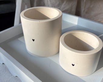 Round Duo Organizer Set with Heart in Large and Small | Bathroom Storage | Toothbrush Holder | Bathroom Shelf | Desk Organizer | B-Stock