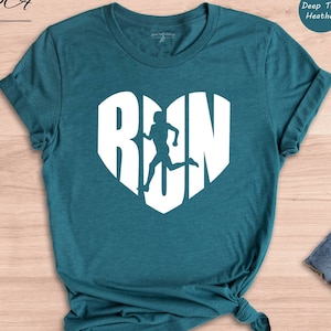 Run Heart Shirt, Running Shirt, Runner Gifts, Sport Shirt, Gift For Runner, Marathon Shirt, I Love Run Tee, Marathon Runner Gift