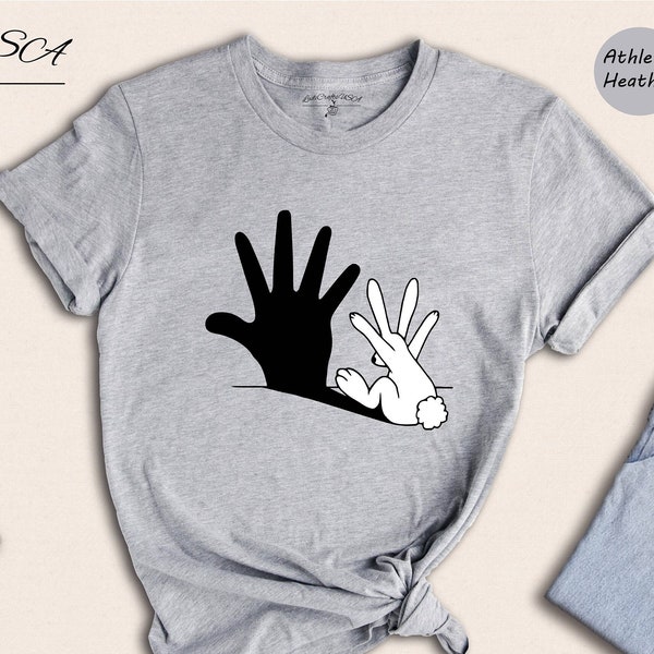 Rabbit Talk to the Hand Shadow T-shirt, Funny Bunny Shirt, Cute Birthday Tee, Happy Easter Day Shirt, Humorous Easter Tee