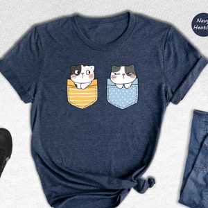 Cats In Pocket T-shirt, Cute Kitty in Pocket Tee, Cute Cat Lover Shirts, Cat Mom Gift, Funny Cat Shirts