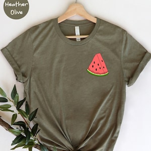 Cute Watermelon Shirt, Watermelon Pocket Shirt, Watermelon Pocket Tee Shirt, Harajuku Clothing, Watermelon Boho Shirt, Japanese Watermelon