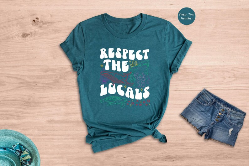 Whale Shark Tshirt Casual Tee, Respect The Locals Print (Unisex XS-XXL, Relaxed Fit, Cotton Blend) imagem 4
