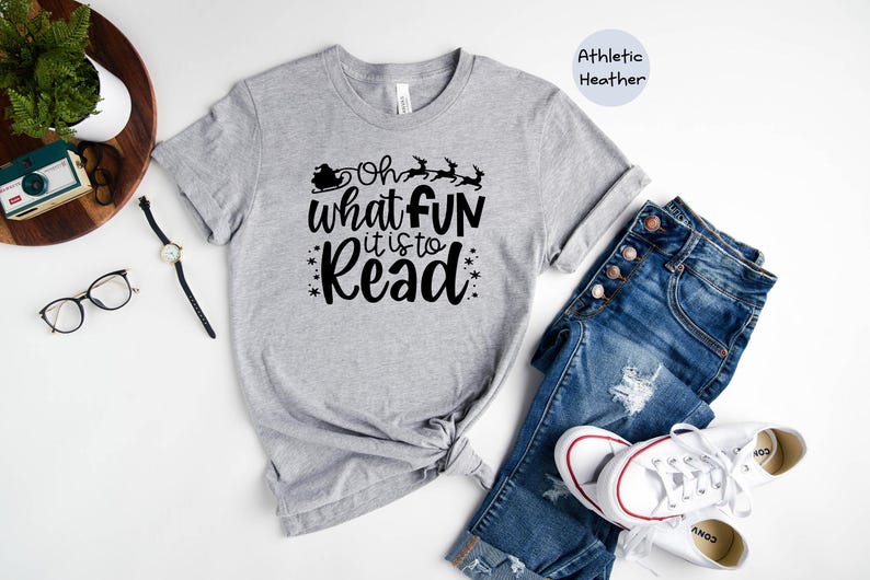 Oh What Fun It Is To Read Shirt, Christmas Santa Reindeer Tee, Teacher Librarian Gift, Holiday Reading Lover T-Shirt image 6