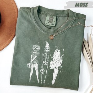 Spooky Girl Squad Skeleton Ghost Tee: Vintage Halloween Design, Comfort Colors Shirt | Unisex Cotton, Relaxed Fit | Multiple Sizes image 5