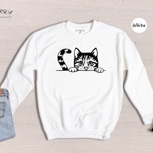 Peeking Cat Shirt Cute Animal Tee, Playful Cat Graphic (Unisex S-3XL, 100% Cotton, Lightweight Comfort) image 8