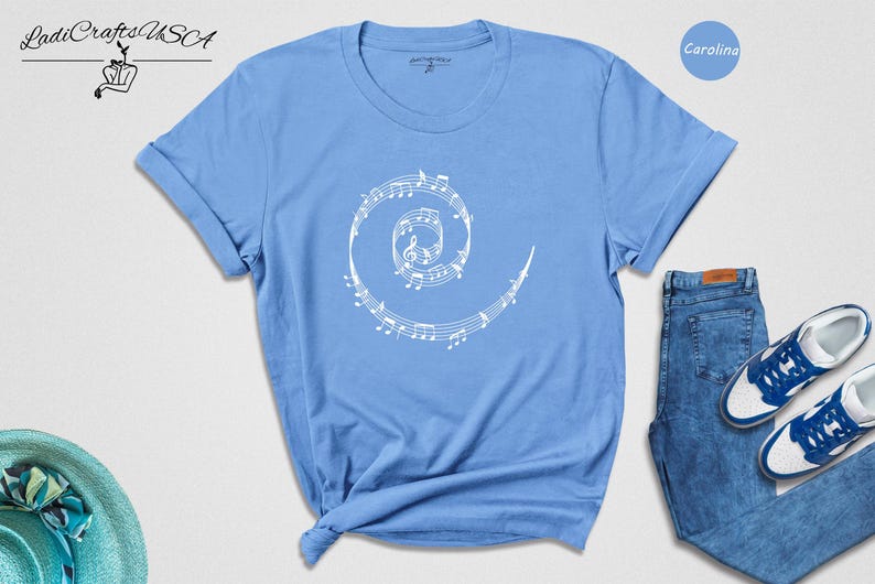 Music Teacher Shirt Casual T-Shirt: Funny Music Notes Design, Cotton Blend (Unisex Sizes S-3XL, Comfortable Fit) immagine 1