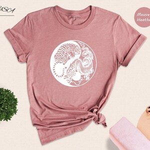 Tiger Dragon Yin Yang Shirt, Japanese Tattoo Style Graphic Tee, Asian Art Unisex T-Shirt, Gift for Tiger Dragon Lovers image 5