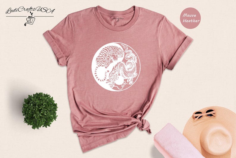Tiger Dragon Yin Yang Shirt, Japanese Tattoo Style Graphic Tee, Asian Art Unisex T-Shirt, Gift for Tiger Dragon Lovers image 5