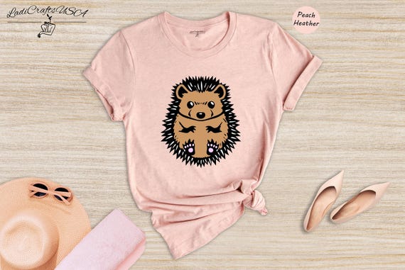 Hedgehog Shirt Cute Drawing Tee: Whimsical Animal Lover Design, Soft Cotton (Unisex Sizes S-XXL, Multiple Colors)