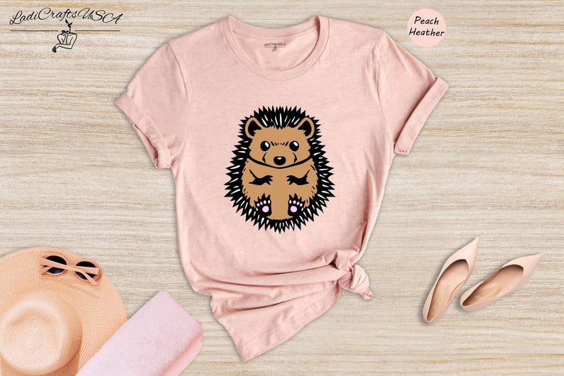 Hedgehog Shirt Cute Drawing Tee: Whimsical Animal Lover Design, Soft Cotton (Unisex Sizes S-XXL, Multiple Colors) image 1