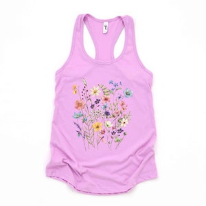 Floral Tank Top: Vintage Wildflower Design, Cottagecore Boho Shirt | Cotton Blend, Relaxed Fit | XS-XL image 2