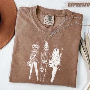 Spooky Girl Squad Skeleton Ghost Tee: Vintage Halloween Design, Comfort Colors Shirt | Unisex Cotton, Relaxed Fit | Multiple Sizes image 8