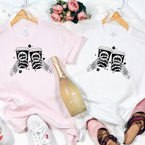 Skeleton Hands Shirt: Funny Coffee Cheers Tee, Pumpkin Spice Fall Design | Cotton Blend, Unisex Fit | XS-XXL