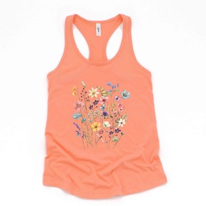 Floral Tank Top: Vintage Wildflower Design, Cottagecore Boho Shirt | Cotton Blend, Relaxed Fit | XS-XL image 3