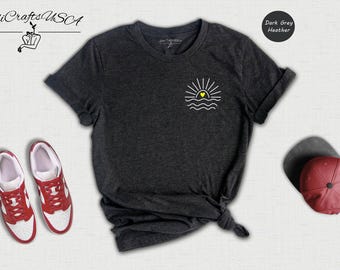 Pocket Sun Shirt Boho Tee, Summer Sunshine Graphic (Unisex Sizes S-XXL, Cotton Blend, Relaxed Fit)