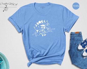 Rabbit Shirt - Magic Moon Phase Bunny Tee - Easter Design, Cotton Blend, Comfortable Unisex Wear