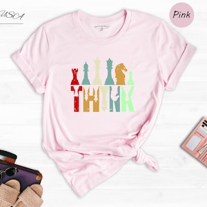 Vintage Think Shirt, Think Chess Shirt, Chess shirt, Matching Chess Player Gift, Chess T-Shirt, Minimalist Shirt, Chess Gifts, Gambit Shirt