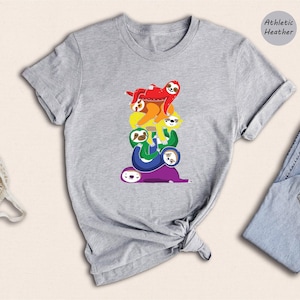 Gay Pride Sloth T-Shirt: Kawaii Rainbow Design, Subtle Queer Symbol | Cotton, Unisex Fit | Sizes XS-XXL