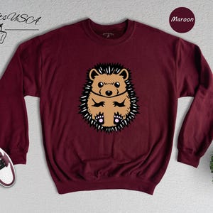 Hedgehog Shirt Cute Drawing Tee: Whimsical Animal Lover Design, Soft Cotton (Unisex Sizes S-XXL, Multiple Colors) image 7