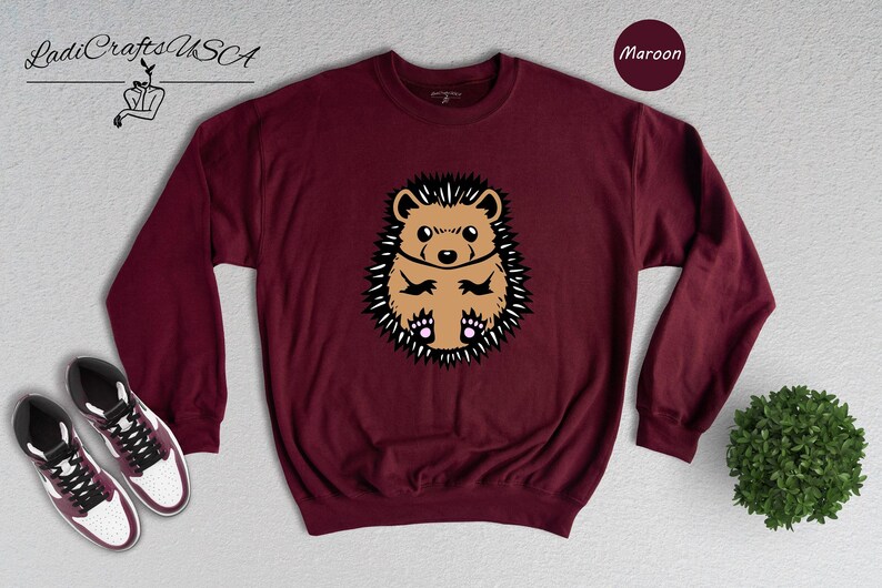 Hedgehog Shirt Cute Drawing Tee: Whimsical Animal Lover Design, Soft Cotton (Unisex Sizes S-XXL, Multiple Colors) image 7