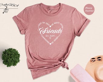 Best Friend Shirt Friendship Tee, Connected By Heart Design (Unisex XS-XXL, Cotton Blend, Relaxed Fit)
