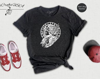 Viking Woman Warrior Shirt: Norse Valkyrie Illustration - Cotton Fabric, Relaxed Fit, Mythical Theme