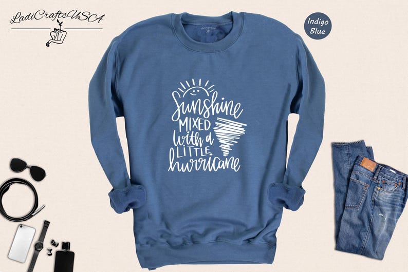 Sassy Girl Shirt Graphic Tee: Sunshine Hurricane Theme, Cotton Blend Casual Wear (Unisex S-XXL, Relaxed Fit) zdjęcie 6