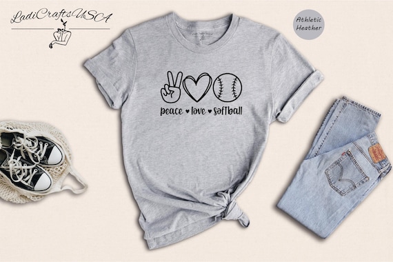 Peace Shirt Softball T-shirt: Cute Mom Design - 100% Cotton, Pre-shrunk Fabric, Casual Sportswear