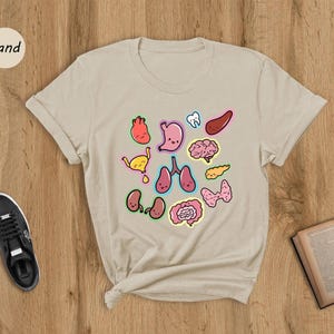 Kawaii Organs Shirt - Toddler Science Tee - Colorful Body Organ Graphics, Cotton Blend, Educational, Casual Wear