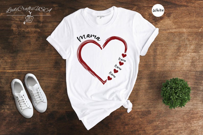 Chemise coeur de maman personnalisée : illustration de prénoms d'enfants - cadeau personnalisé, mélange coton-polyester, vêtements de fête des mères image 7