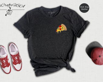 Funny Pizza Slice Shirt - Food Lover T-Shirt Pocket Print - Cotton Blend, Unisex Fit, Casual Style