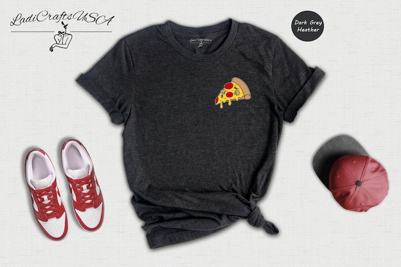 Funny Pizza Slice Shirt - Food Lover T-Shirt Pocket Print - Cotton Blend, Unisex Fit, Casual Style image 1