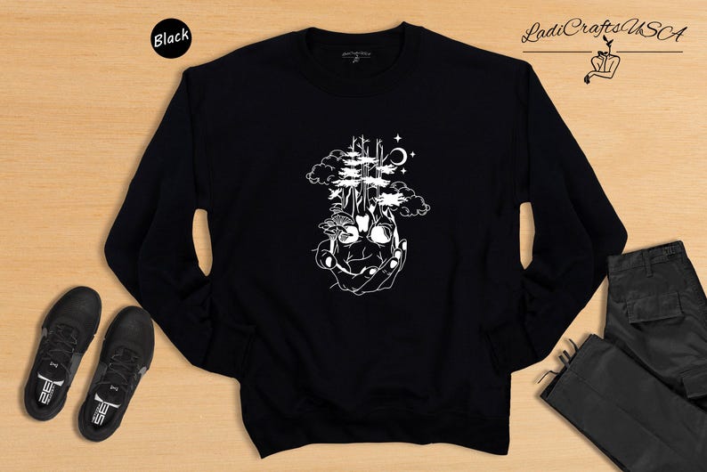 Camiseta con estampado de calavera y árbol, diseño de bosque, con calavera de azúcar (unisex, tallas S-XXL, 100 % algodón, tacto suave) imagen 8