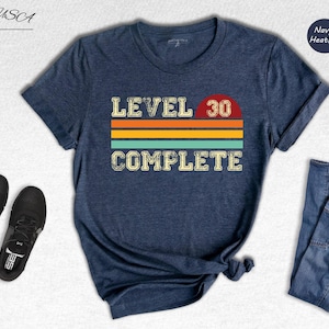 30th Wedding Anniversary Shirt - Vintage Retro Couples Tee - Level 30 Complete Design, Cotton Blend, Custom Gift for Him and Her