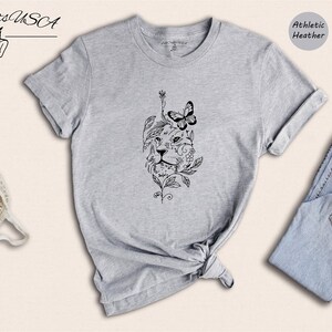 Lion Shirt, Floral Lioness Shirt, Lion Flower Shirt, Bohemian Lion Shirt, Animal Lover Shirt, Lion Lover Shirt, Cute Lion Shirt