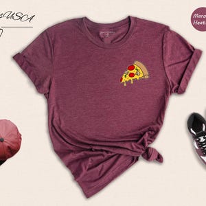 Funny Pizza Slice Shirt - Food Lover T-Shirt Pocket Print - Cotton Blend, Unisex Fit, Casual Style image 3
