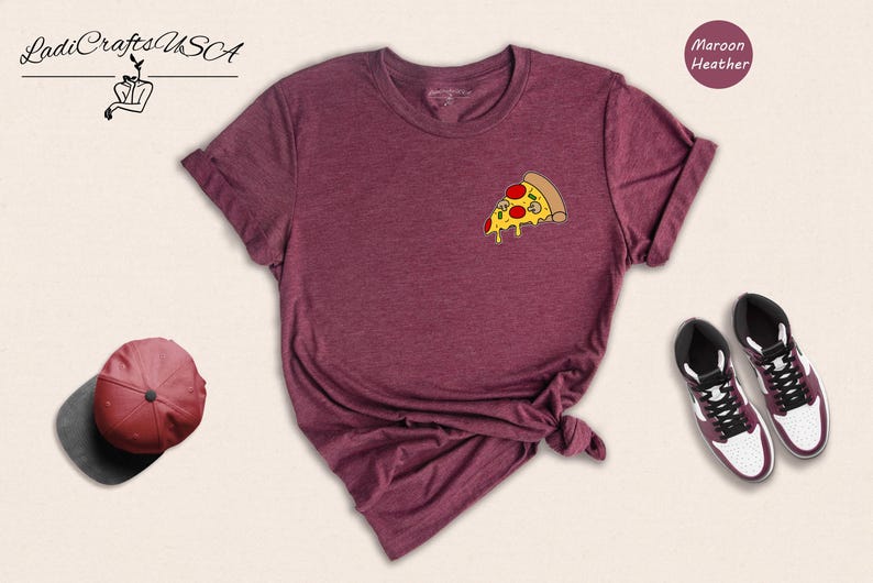 Funny Pizza Slice Shirt - Food Lover T-Shirt Pocket Print - Cotton Blend, Unisex Fit, Casual Style image 3
